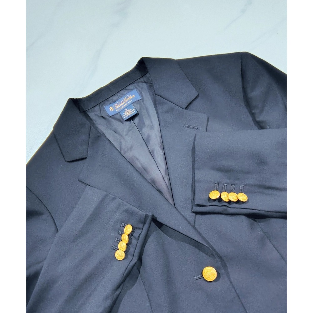 Brooks Brothers Blazer Women Navy Sz 6 Wool Loro Piana Gold Buttons Jacket - Picture 2 of 14